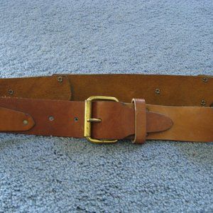 Belt Vintage Camel Tone Hippie Belt ~~ Full Graim Leather Belt
